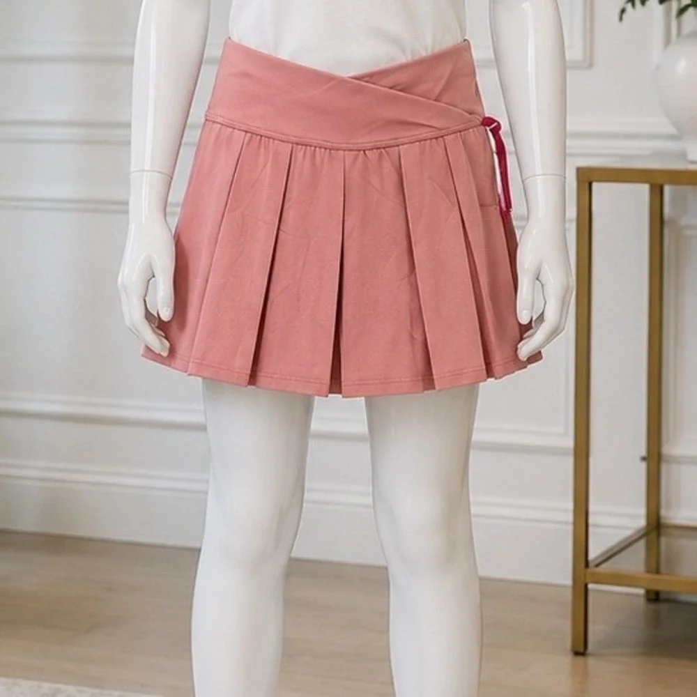 Justice Girls Pleated Skort Nectar Pink Crossover Waist Built-in Shorts L 12/14